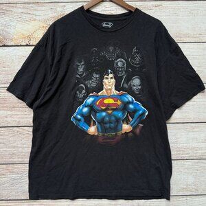 Vintage Superman Villains T-Shirt Short Sleeve DC Comics 2013 Black Size XXL